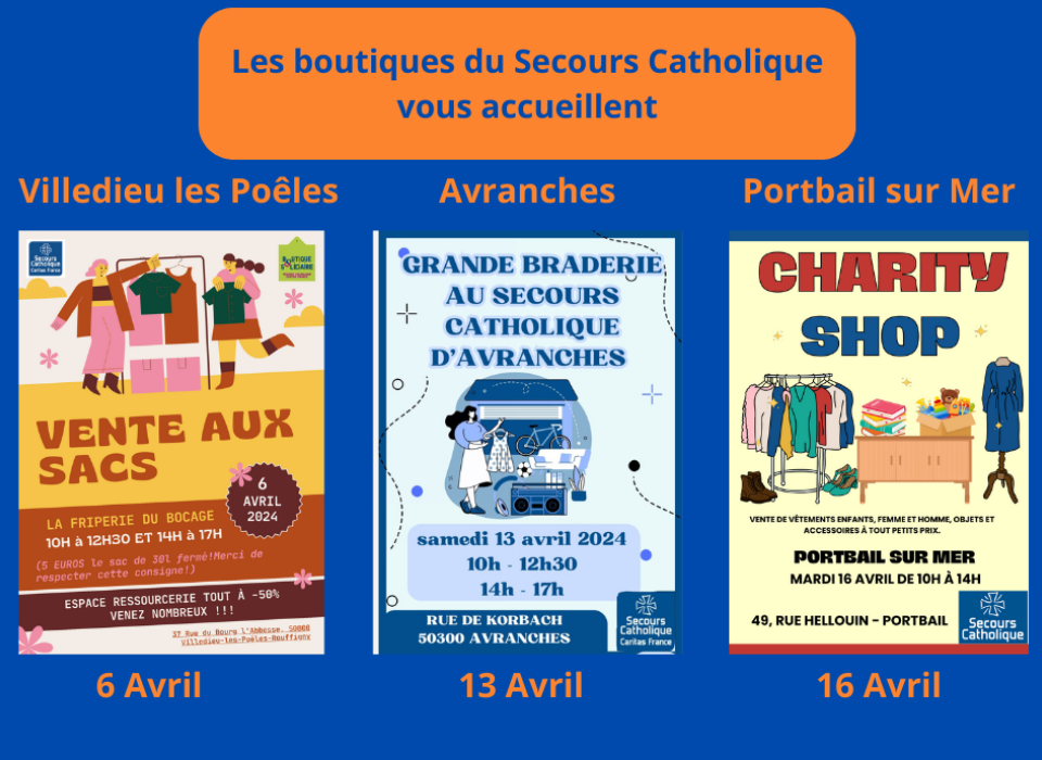 Les boutiques du Secours Catholique vous accueillent